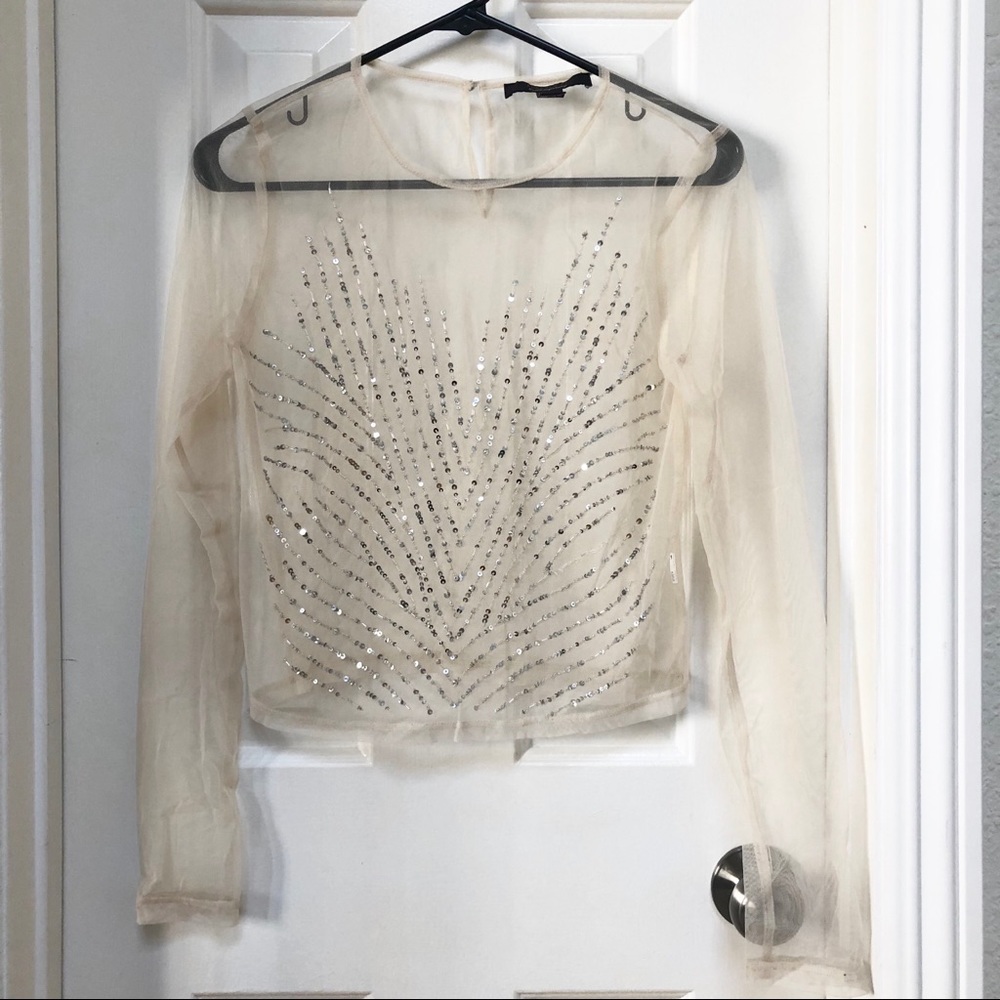 Music festival rave sequin mesh top beach coverup